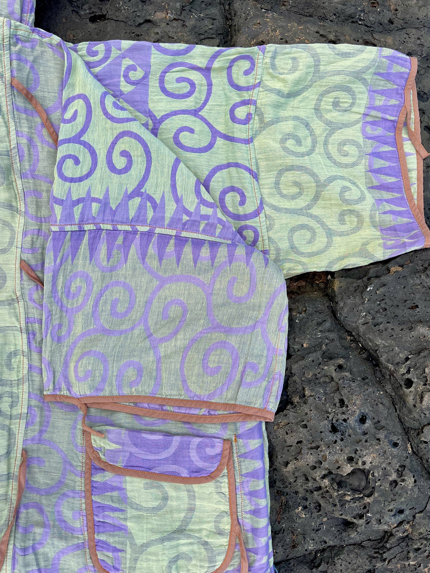 Swirl Purple/Emerald Beach Robe in a Whale Shape Bag