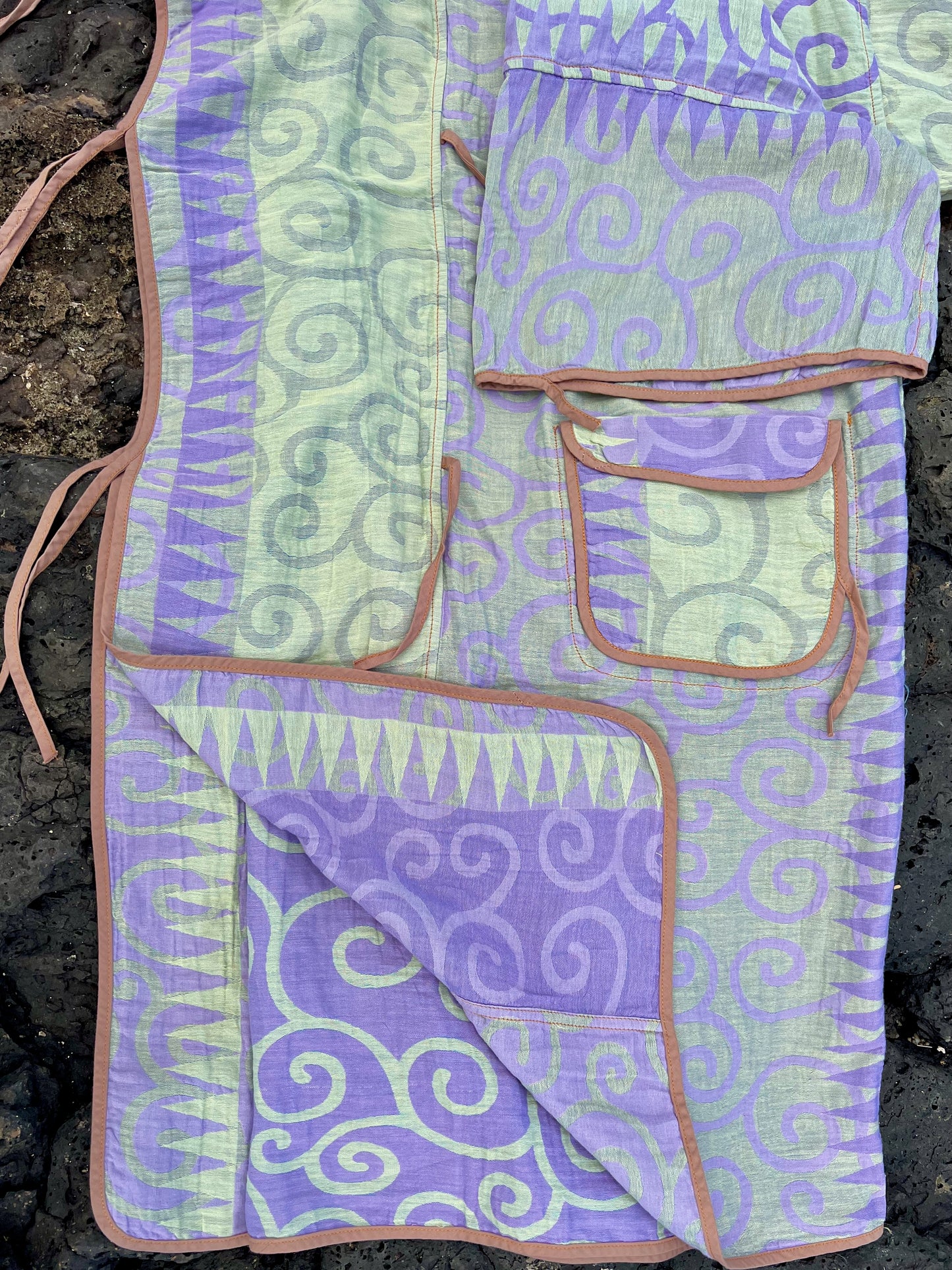 Swirl Purple/Emerald Beach Robe in a Whale Shape Bag