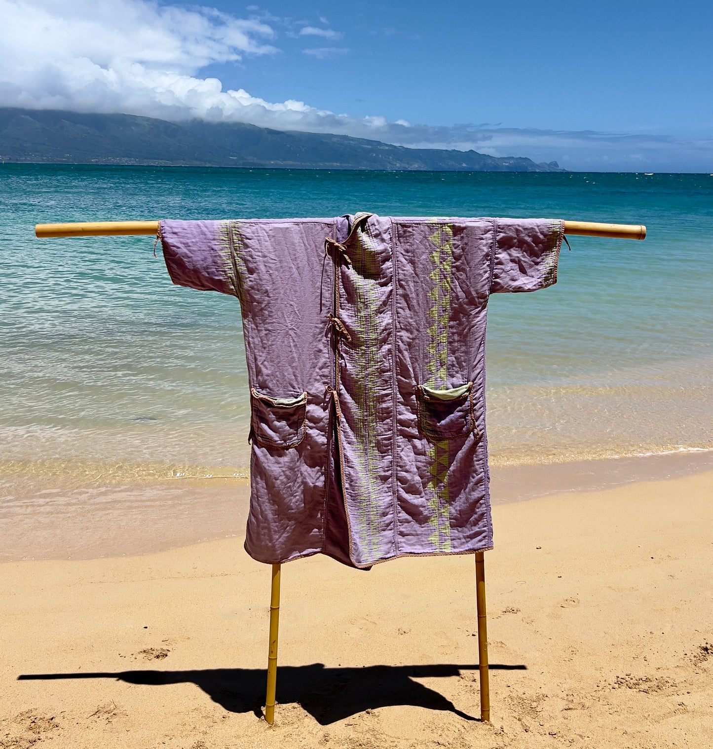 Traditional Purple/Emerald Beach Robe in a Whale Shape Bag