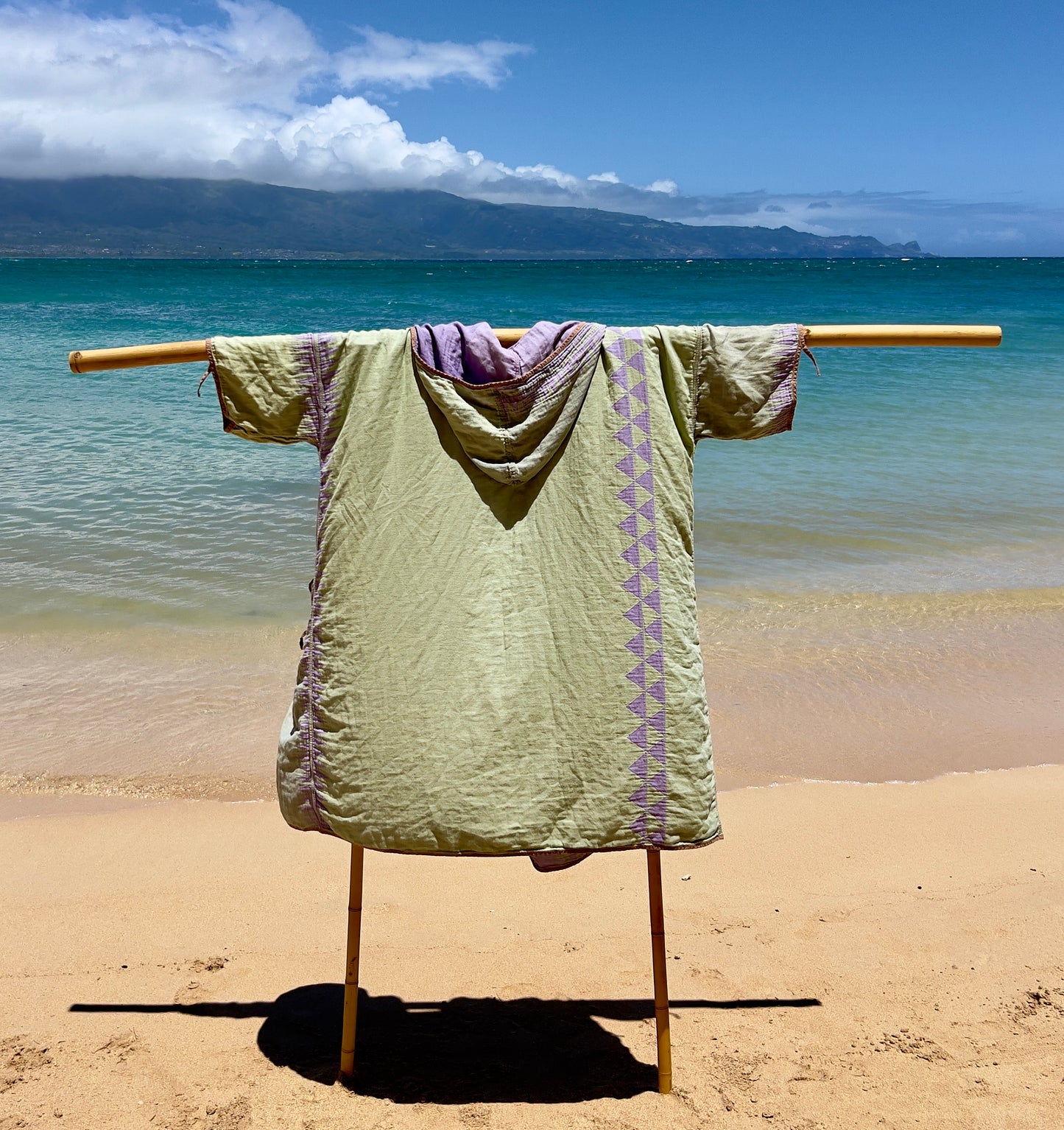 Traditional Purple/Emerald Beach Robe in a Whale Shape Bag