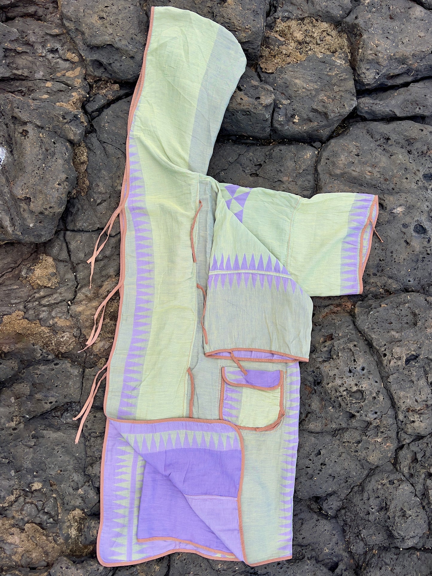 Traditional Purple/Emerald Beach Robe in a Whale Shape Bag