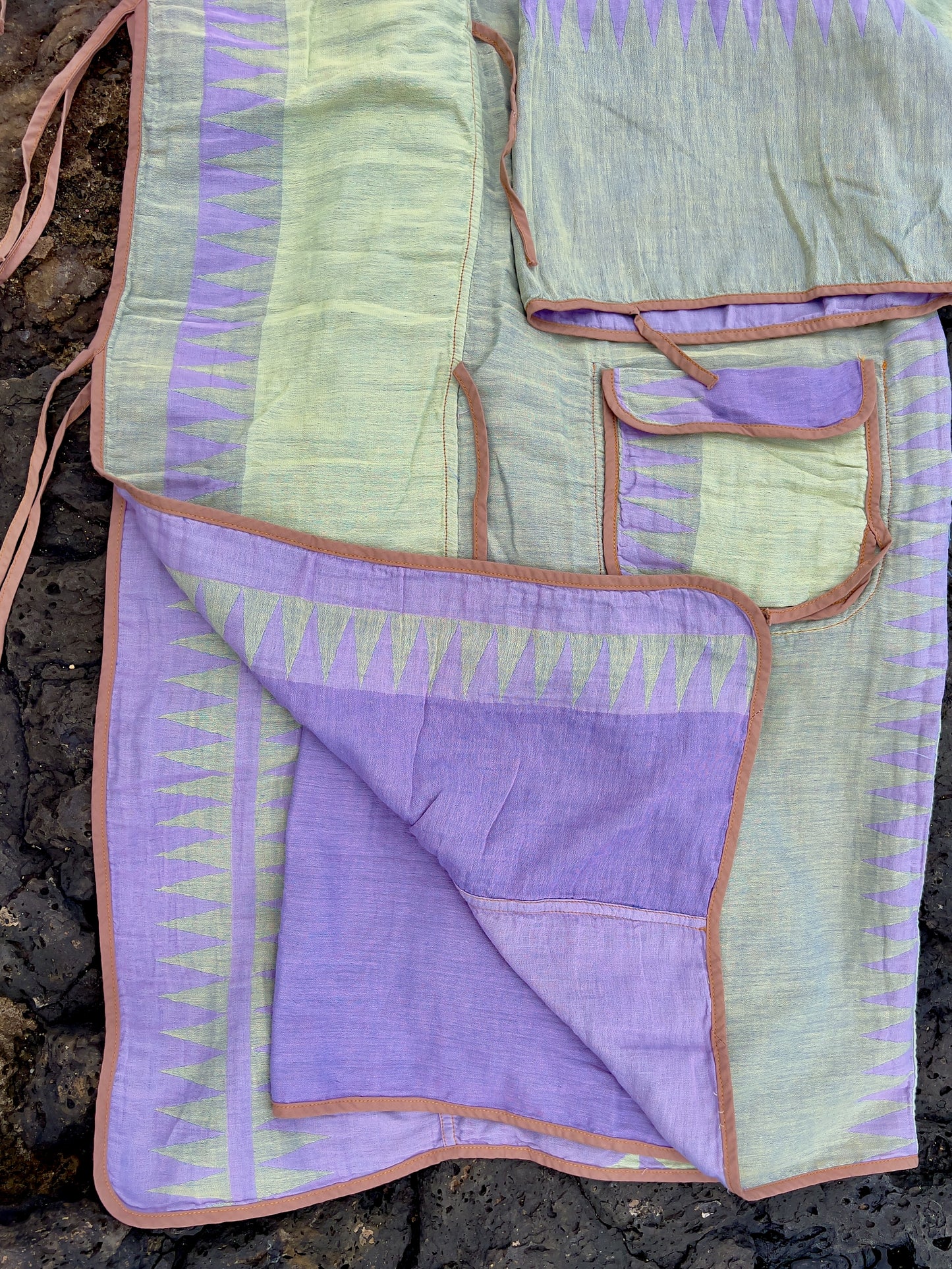 Traditional Purple/Emerald Beach Robe in a Whale Shape Bag